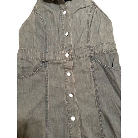 Free People Movement Women’s Sami Button Front Chambray Halter Mini Dress Size L - Picture 10 of 10